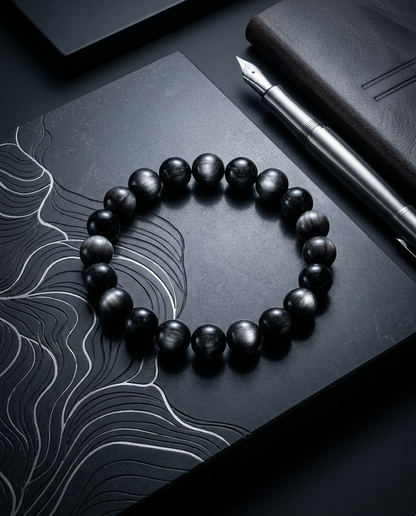 The Lunar Shield | Mexican Silver Sheen Obsidian